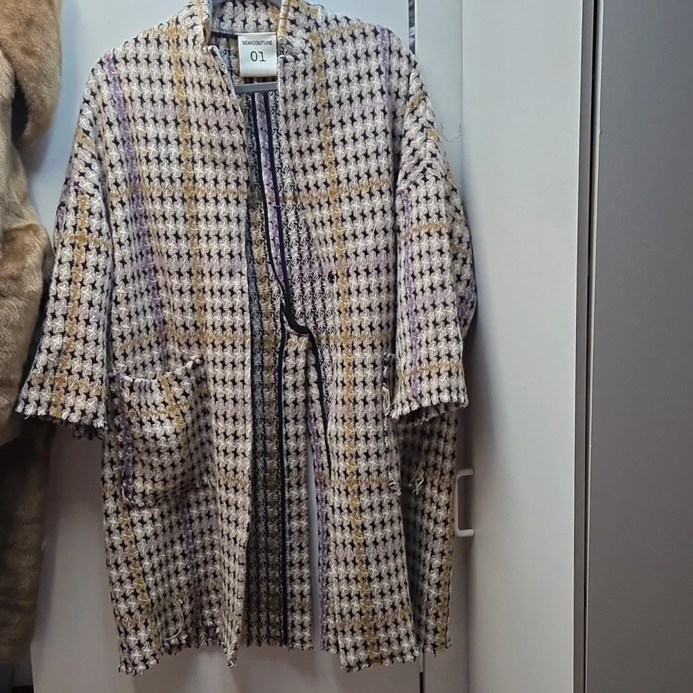 Semicouture 01 Printed Tweed Oversized Wool Coat